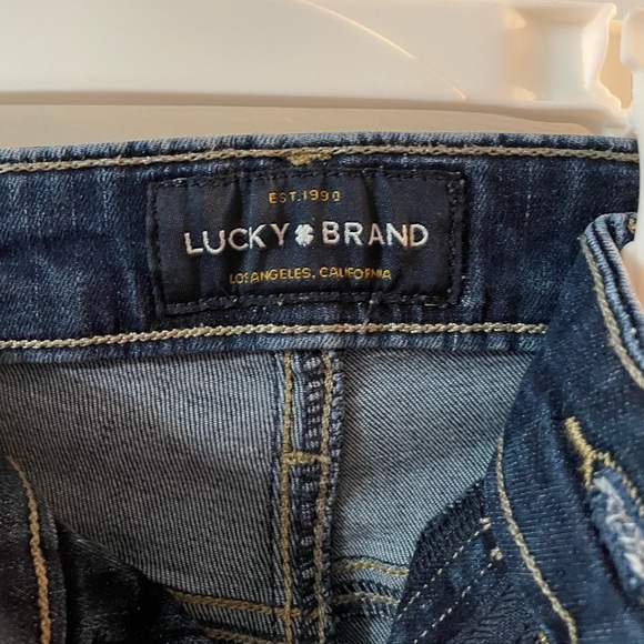 Luck Brand denim jeans, distressed at bottom, says lucky you when you unzip :) - Picture 3 of 8